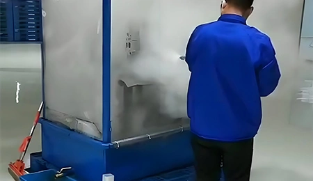 Steam cleaning the interior of industrial equipment